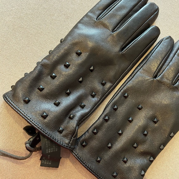 Allsaints black leather gloves size S - Picture 3 of 5